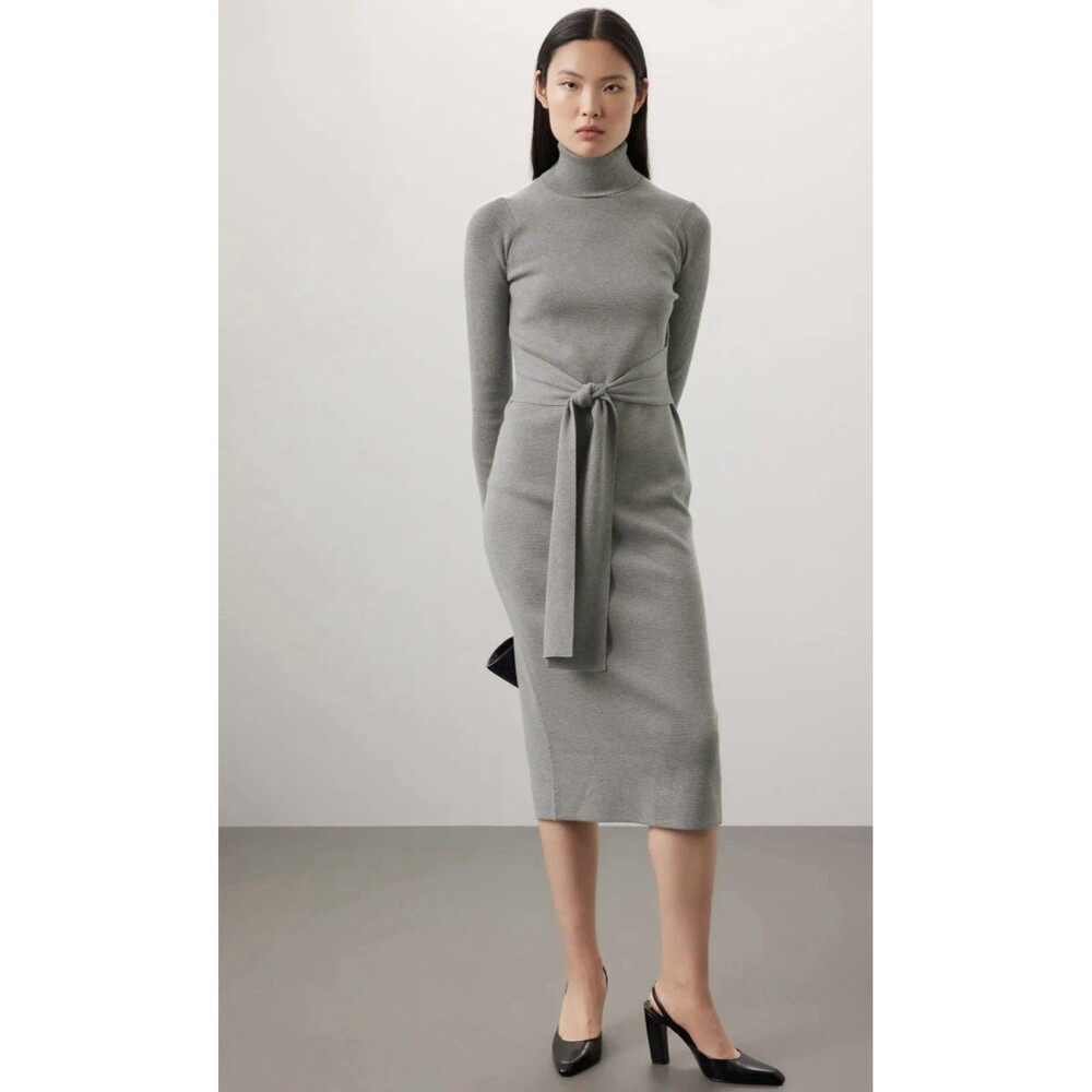Toccin Gray Knit Tie Front Dress Size Medium
